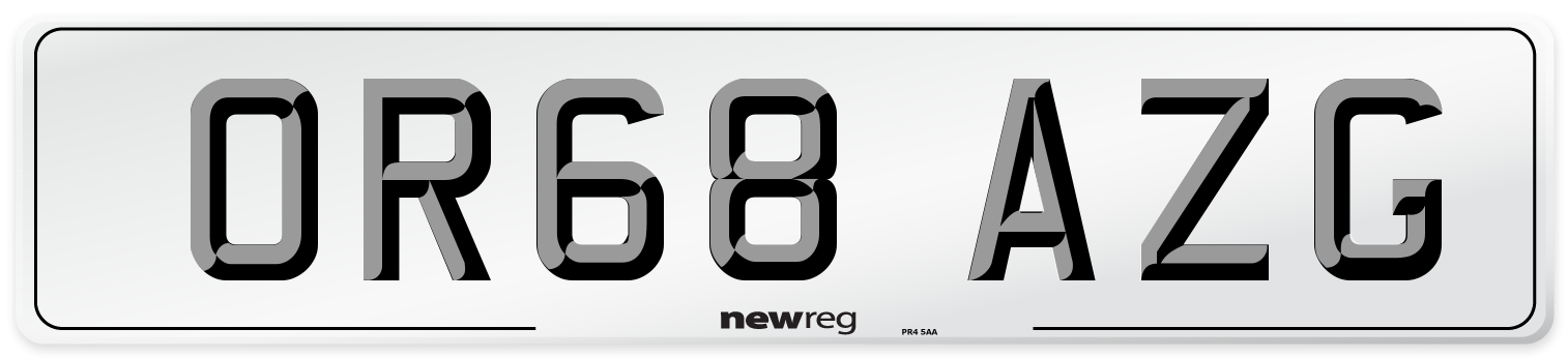 OR68 AZG Number Plate from New Reg